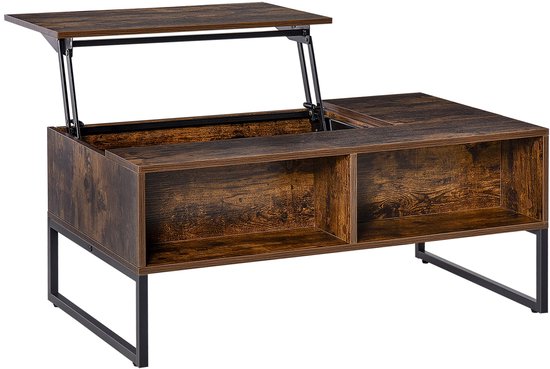 Rustieke massief houten salontafel met opbergruimte - boerderijstijl voor woonkamer, balkon en thuiskantoor - en stijlvol meubelstuk