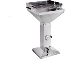 Grill Houtskool BBQ Fioren - Voor Tuin, Camping & Outdoor - Draagbare Trechterbarbecue met Plank - Roestvrijstaal - 48x63x90 cm