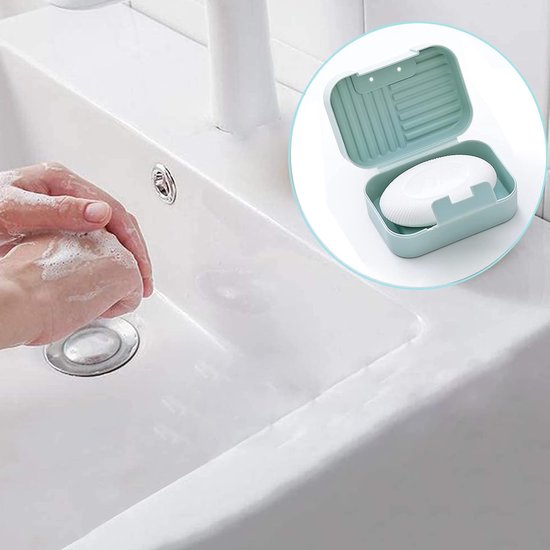 Zeepbakje met deksel - 2 stuks - Draagbaar zeepbakje ideaal voor badkamer - douche - camping - Roze/Blauw