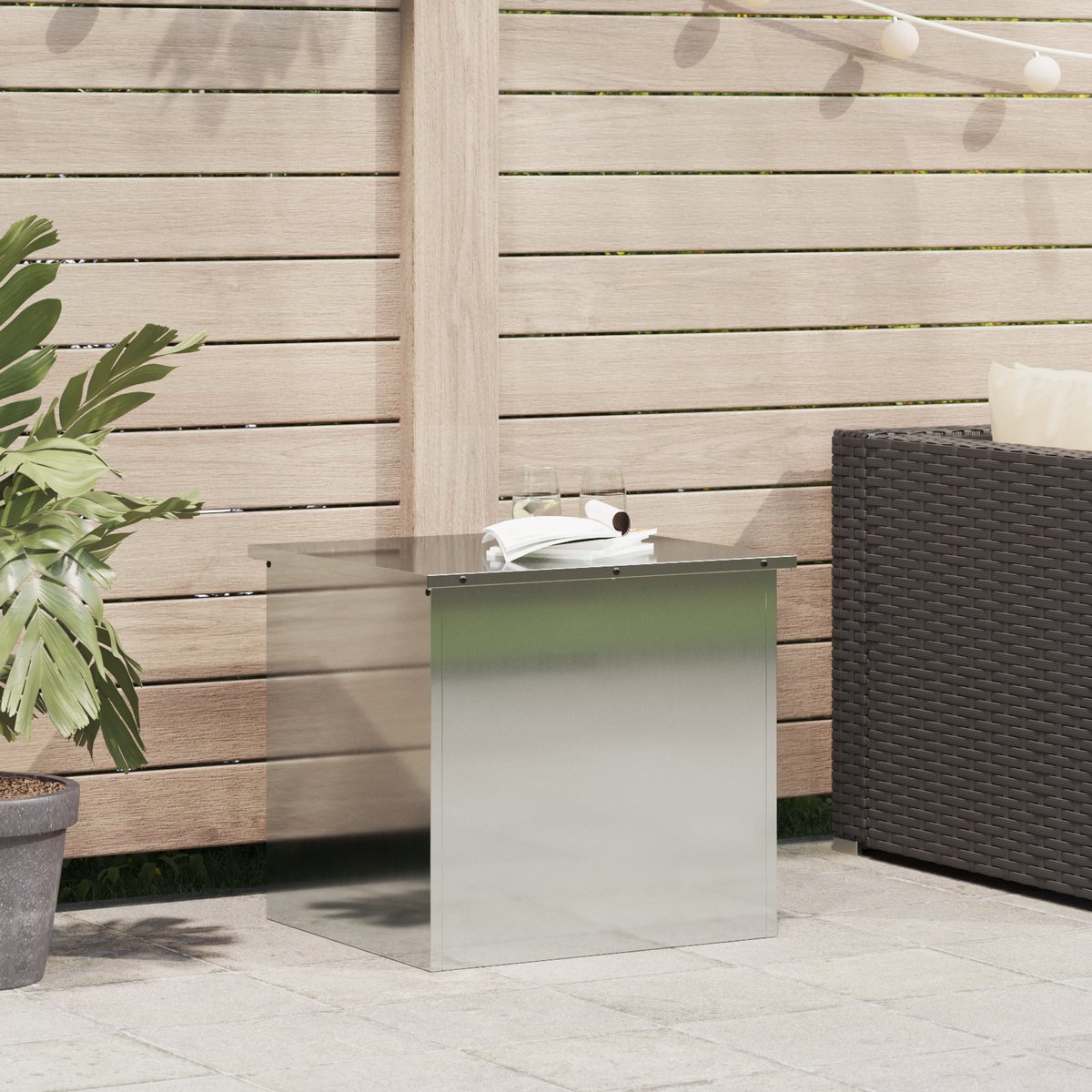 vidaXL - Buitopslagdoos - Zilver - 55 - x - 50,5 - x - 50 - cm - Staal