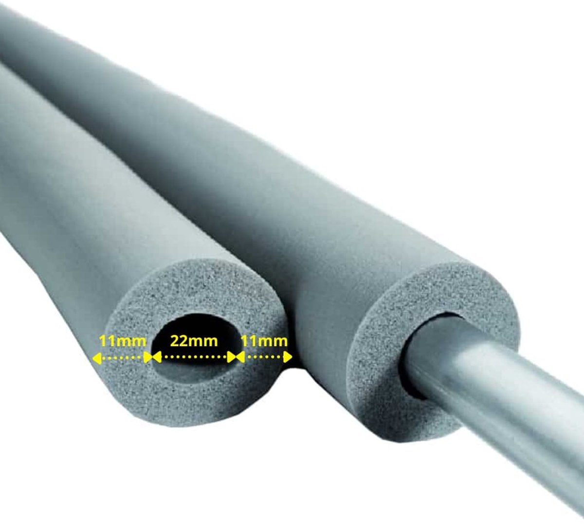 Leidingisolatie 22 mm, 10 mm isolatie, Rubber, 2m – 50% GEG