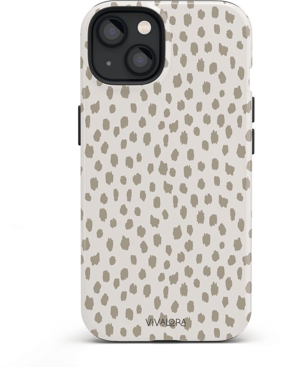 Coque de téléphone à imprimé animalier beige pour iPhone 13.