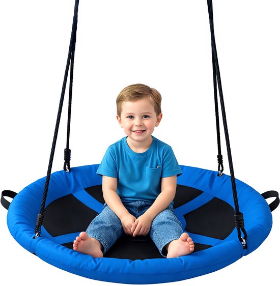 JAXY Nestschommel 100cm – Schommel Buiten Kinderen Volwassenen – Schotelschommel Buitenspeelgoed 320kg – Blauw