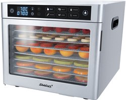 Steba ED80 Steel Deluxe - Voedseldroger/ droogoven - 8 RVS platen- temperatuurregeling van 30– 85 °C - timer - incl kruidenmat - 500 watt - PFAS vrij