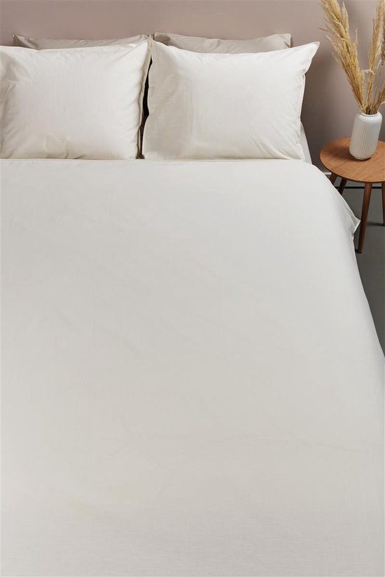 Ambiante Cotton Uni dekbedovertrek - Effen - Eenpersoons - 140x200/220 - Gebroken wit van Merkloos — afbeelding 5