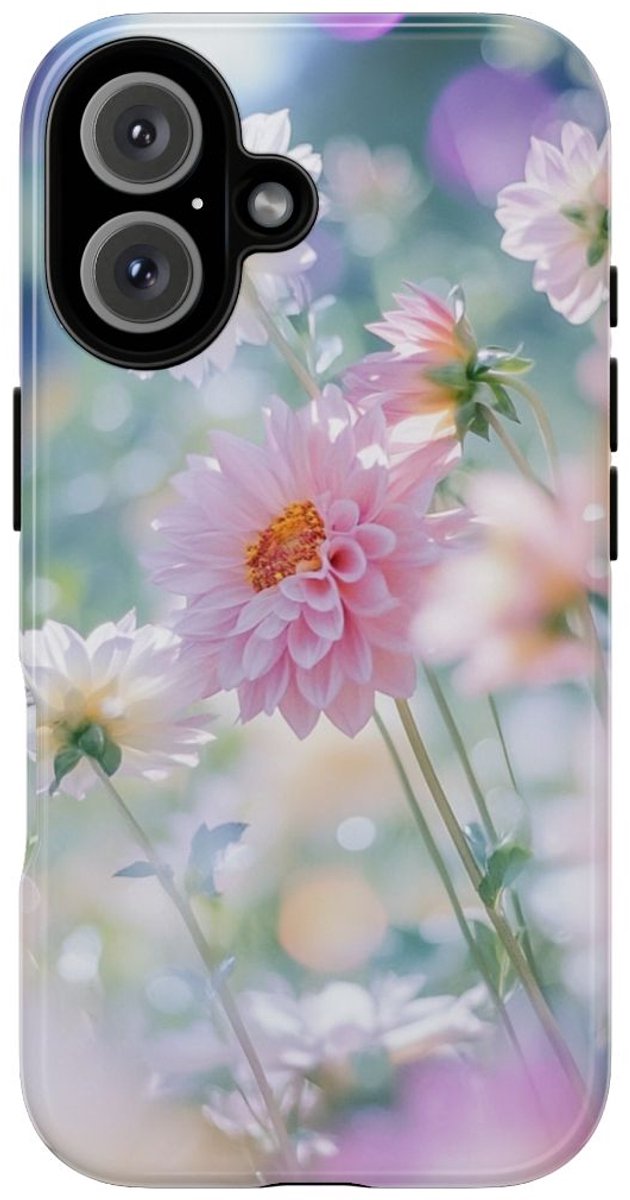 Zachte Pastel Dahlia's Bloemmotief – Telefoonhoesje Geschikt voor iPhone 16