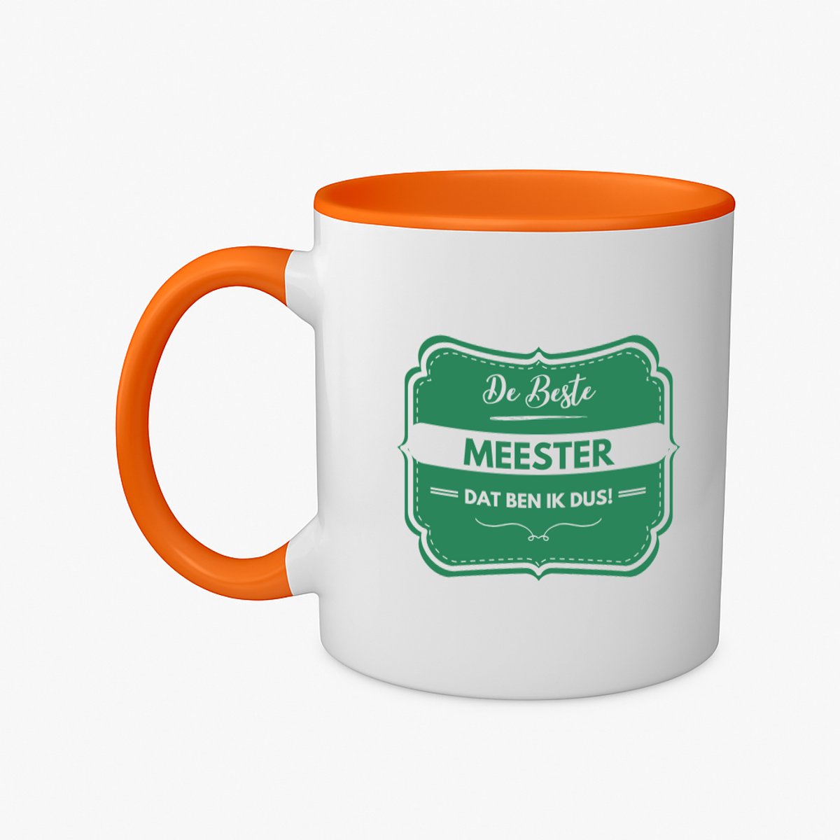 Hacebo® - De beste meester koffiebeker oranje - Meester - beste meester - thee mok - koffie beker - school - verjaardagscadeau - afscheidscadeau - koffiemok - 350 ML inhoud