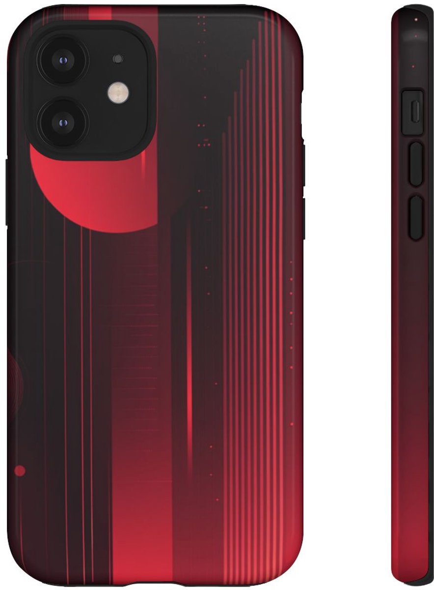Abstract Rood Geometrisch Ontwerp – Telefoonhoesje Geschikt voor iPhone 12