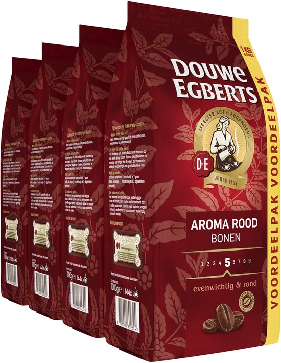 Douwe Egberts Aroma Rood Koffiebonen - Extra grote verpakking 4 x 1000 gram