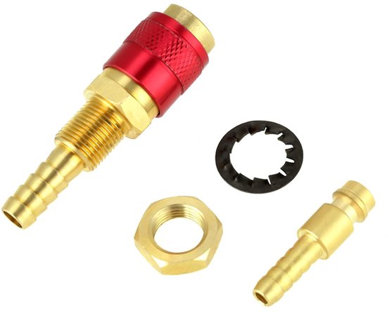 Lasgas snelontgrendeling - 9 mm snelaansluiting - messing - 2 stuks - 8 mm koelgasadapter - waterkoeler - snelkoppeling voor Tig-lasbranders en lasaccessoires van Merkloos — afbeelding 2