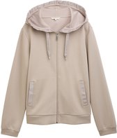 Tom Tailor - Hoodie-sweatjack van scuba - Maat L - soft taupe grey