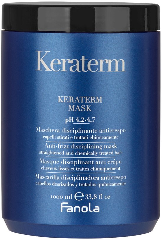 Fanola Keraterm Masker 1000ml anti-frizz disciplinerend masker voor stijl en chemisch behandeld haar, pH 4.2-4.7.