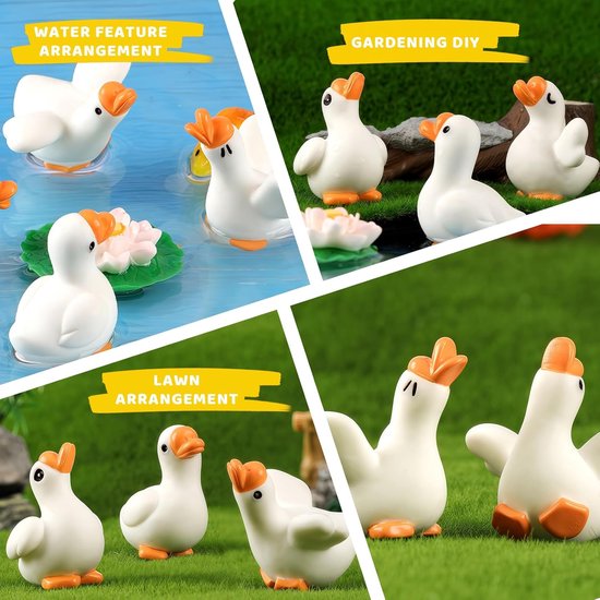 8 stuks Miniatuur Dieren Set - Grappige Gans Auto Dashboard Accessoires en Interieur Decoratie van Merkloos	 — afbeelding 2