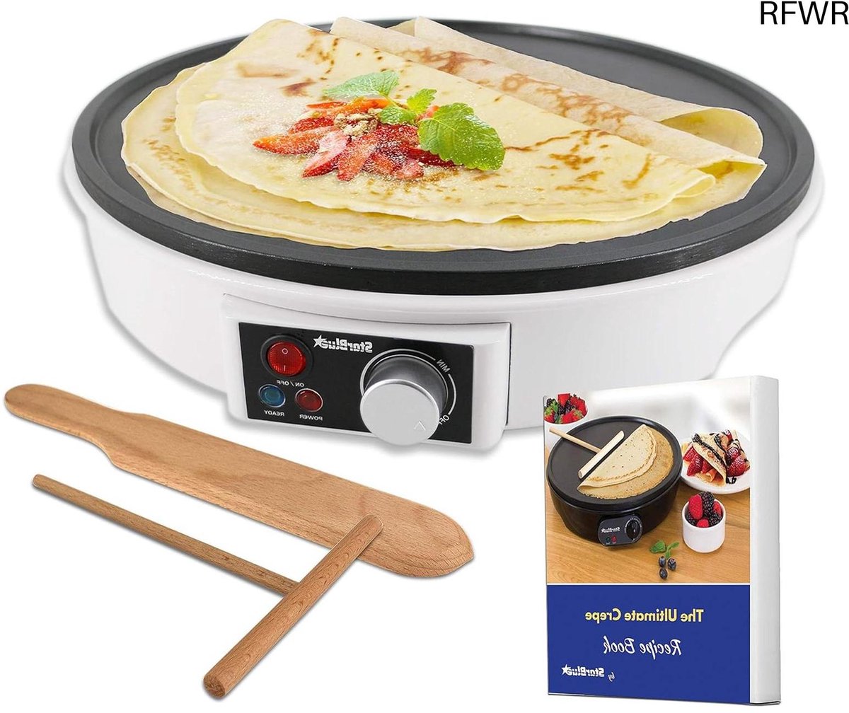 RFWR® Elektrische Pannenkoek- en Crêpemaker 30,5 cm met Gratis Recepten E-Book - 1000W