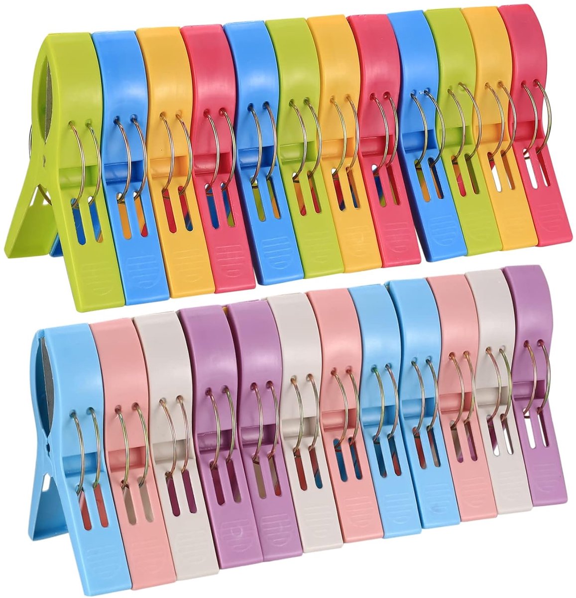 Grote wasknijpers - sterke grip - set van 24 - kleurrijk - duurzaam