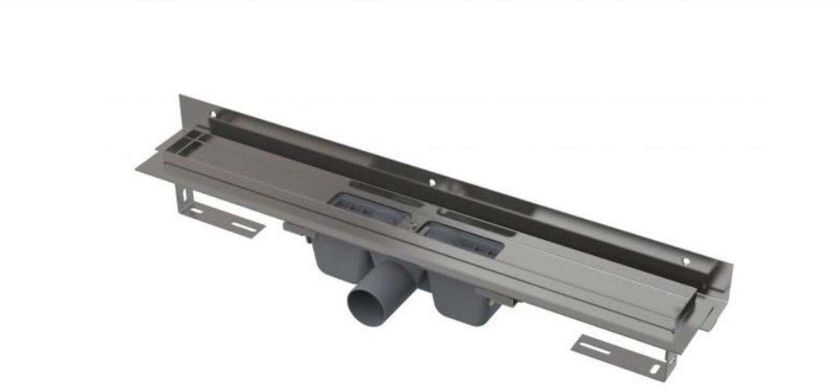 Douchegoot Flexible 850 mm, met verstelbare manchet aan de wand, roestvrij staal