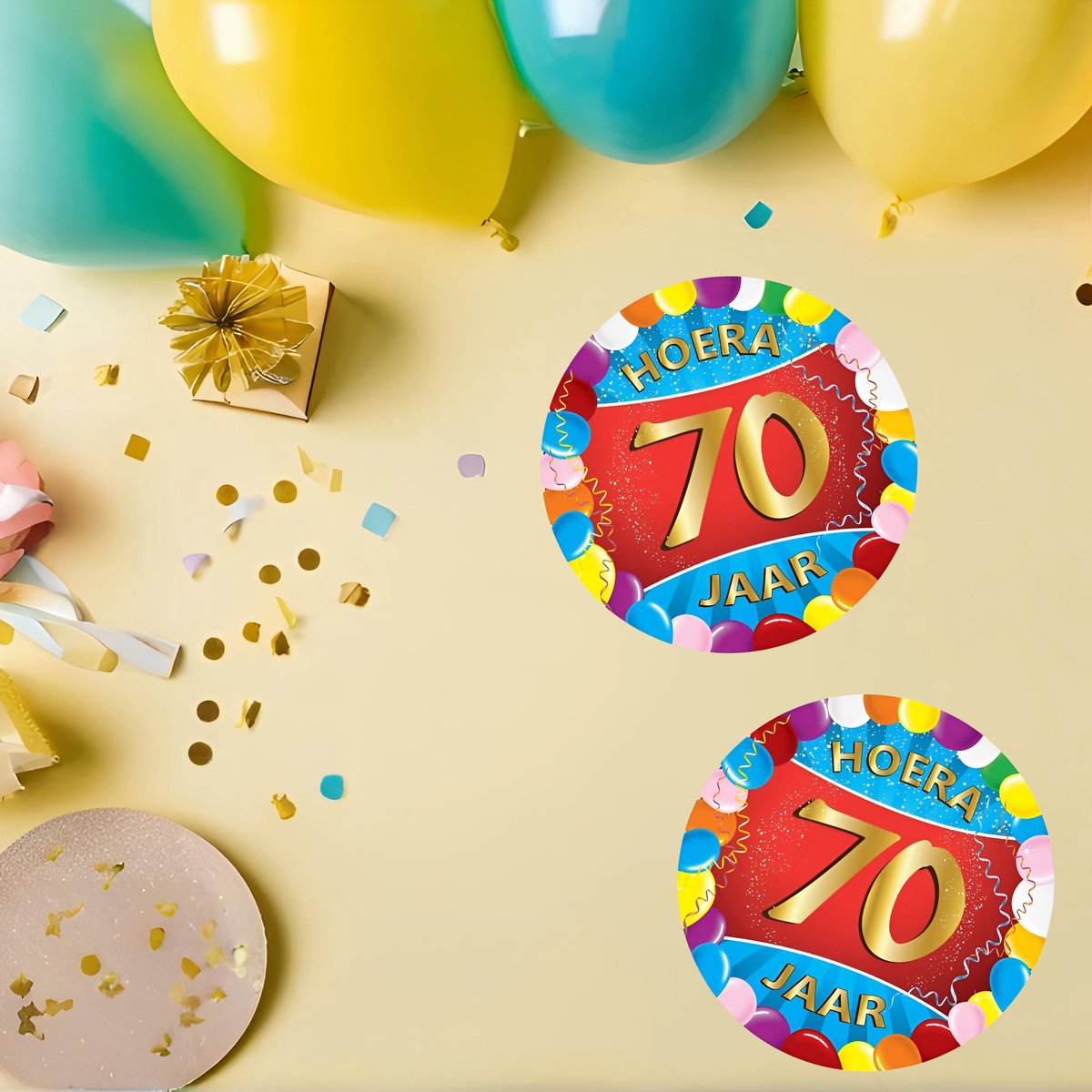 Bierviltjes 70 jaar - 50x stuks - multicolor - verjaardag/feest - feestartikelen