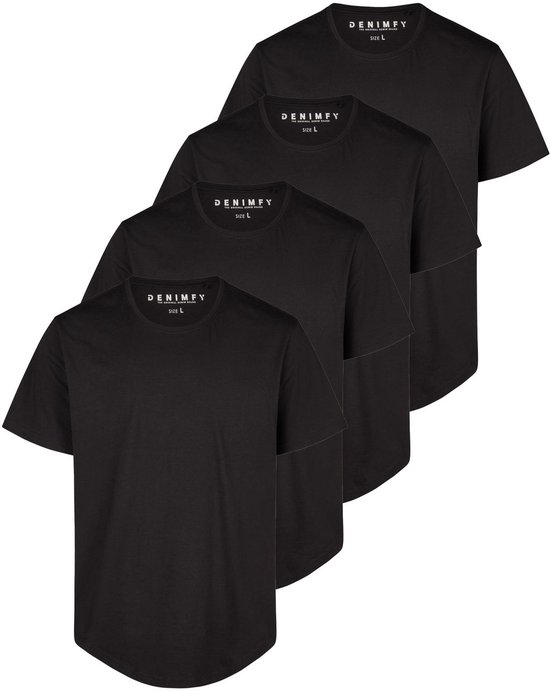 DENIMFY T-shirt homme DFPaco, lot de 4, Set classique, Zwart, taille 4XL, col ras du cou , Adultes