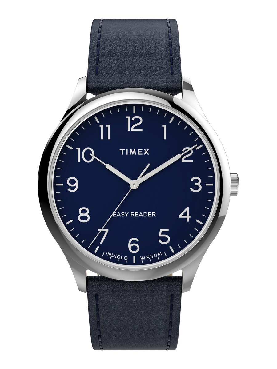 Timex Easy Reader Gen 1 Essential Collection Kwarts Analoog Horloge Blauw Case: 100% Low Lead Brass | Armband: 100% Leather 40 TW2V27900AJ