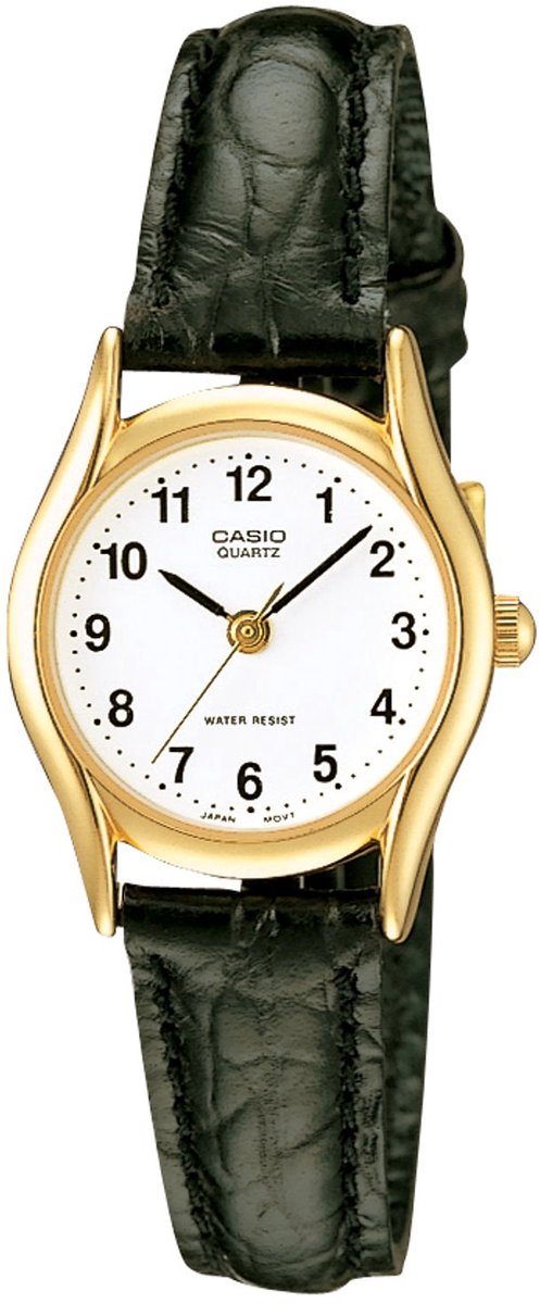 Casio Dames D CA WIT ZWART LTP-1154PQ-7BEG - Horloge - Leer - Zwart - 23 mm
