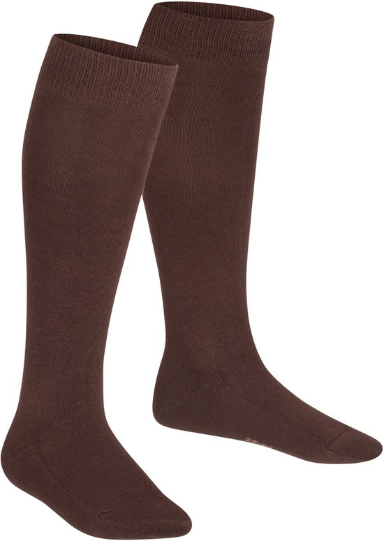 Bruine kniekousen van Falke, met Falke logo op de zool.