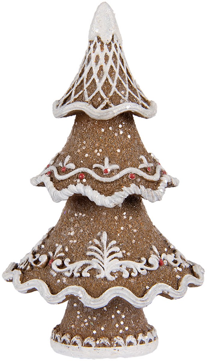 Clayre & Eef Kerstdecoratie Beeld Kerstboom 7x5x11 cm Bruin Kunststof