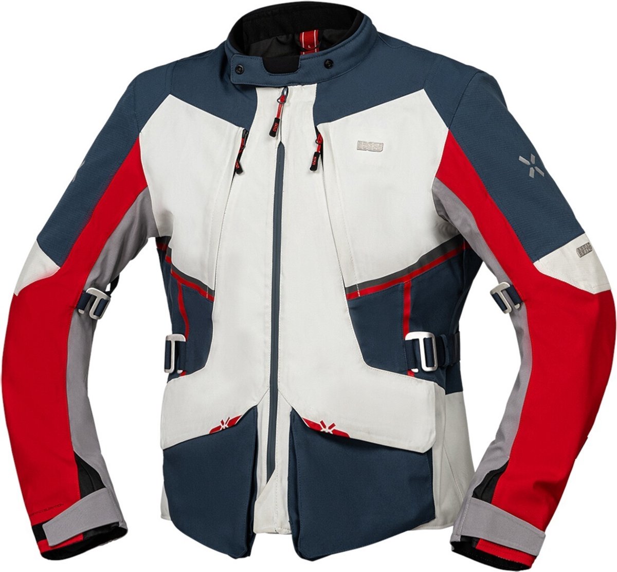 IXS Tourster-STX 1.0 Waterdichte Grijs Blauw Rood Textiele Motorjas - Jas