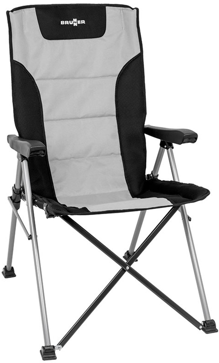 Brunner Klapstoel Raptor Highback - Zwart/Grijs - Verhoogde rugleuning - Stalen Frame - Lichtgewicht 6 kg - 120 kg Draagkracht