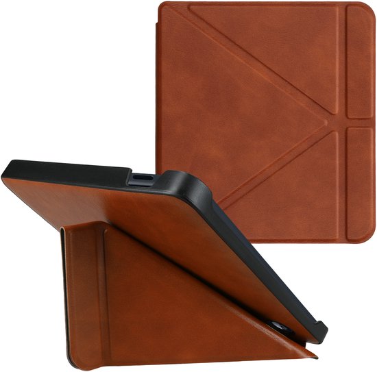 kwmobile e-reader hoesje geschikt voor Kobo Libra 2 hoes - Ereader flip case met standaard - E reader cover van kunstleer - In bruin van Merkloos — afbeelding 5