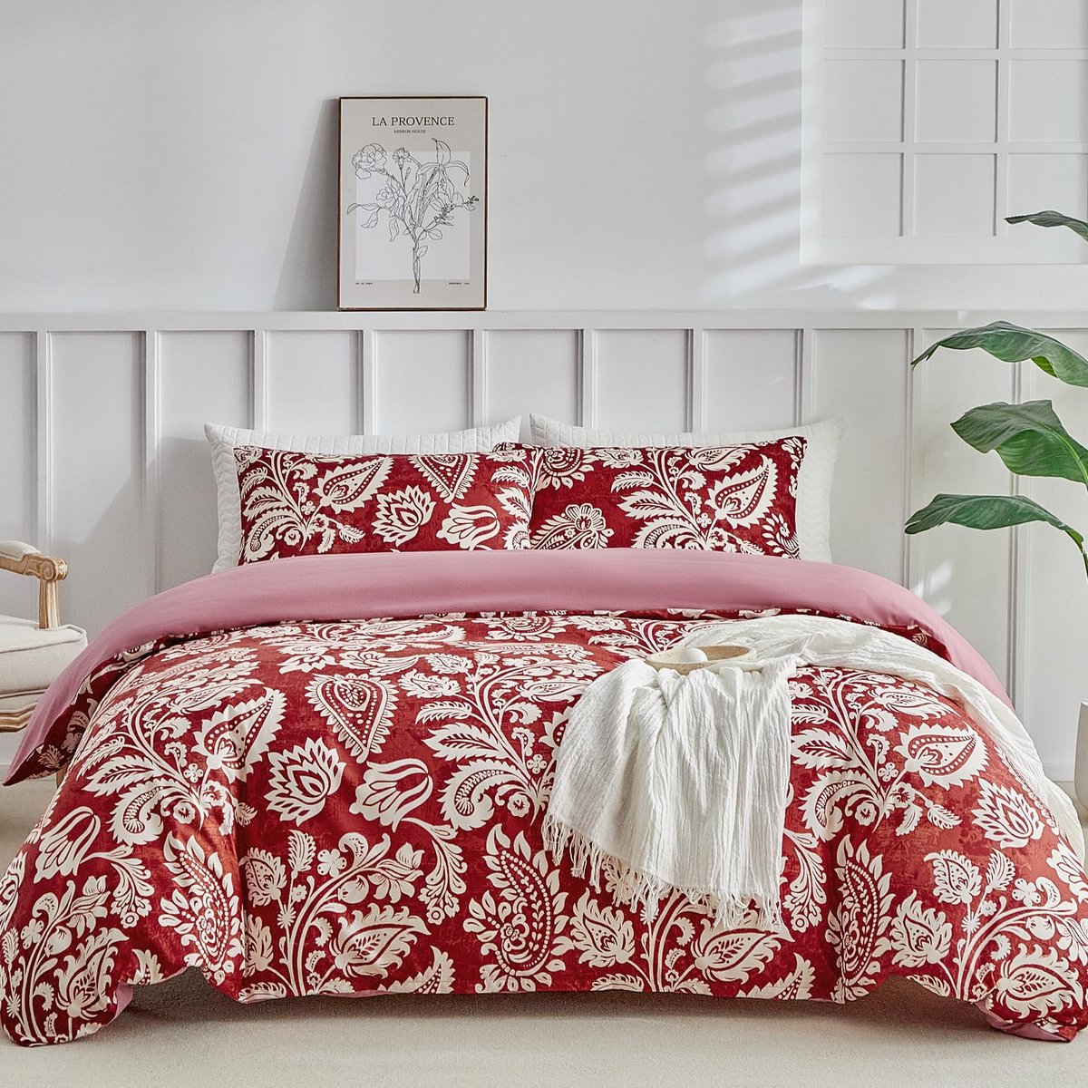 Ibenzoa Beddengoedset met elegant paisley design voor tweepersoonsbed 240 x 220 cm met microvezelcomfort paisley rood