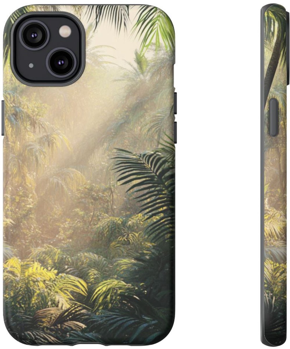 Tropisch Woud met Zonnestralen – Telefoonhoesje Geschikt voor iPhone 14 Plus