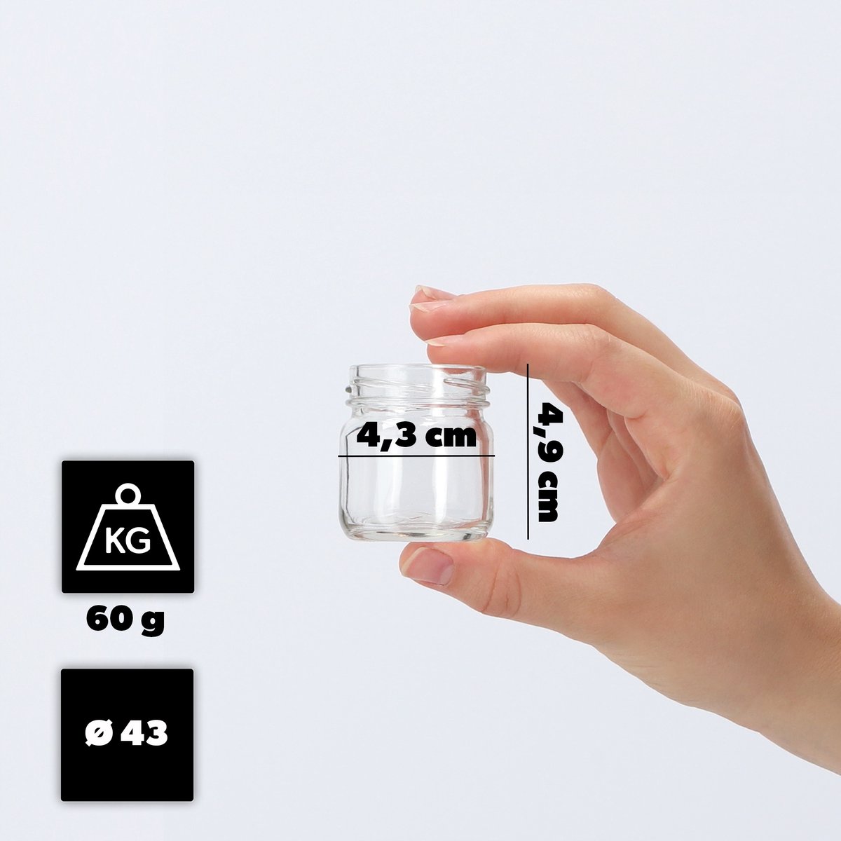 KADAX Weckpotten, 40 ml, mini-inmaakpotten, kruidenpotjes met schroefdeksel, inmaakglas, testpotten, jampotten, mini-honingpotten, ronde potten (10 stuks, zonder deksel)