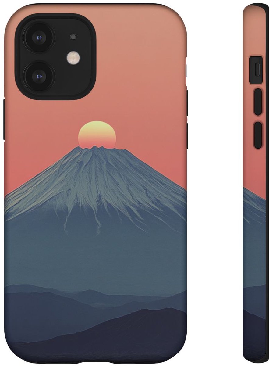 Berglandschap bij Zonsondergang – Telefoonhoesje Geschikt voor iPhone 12