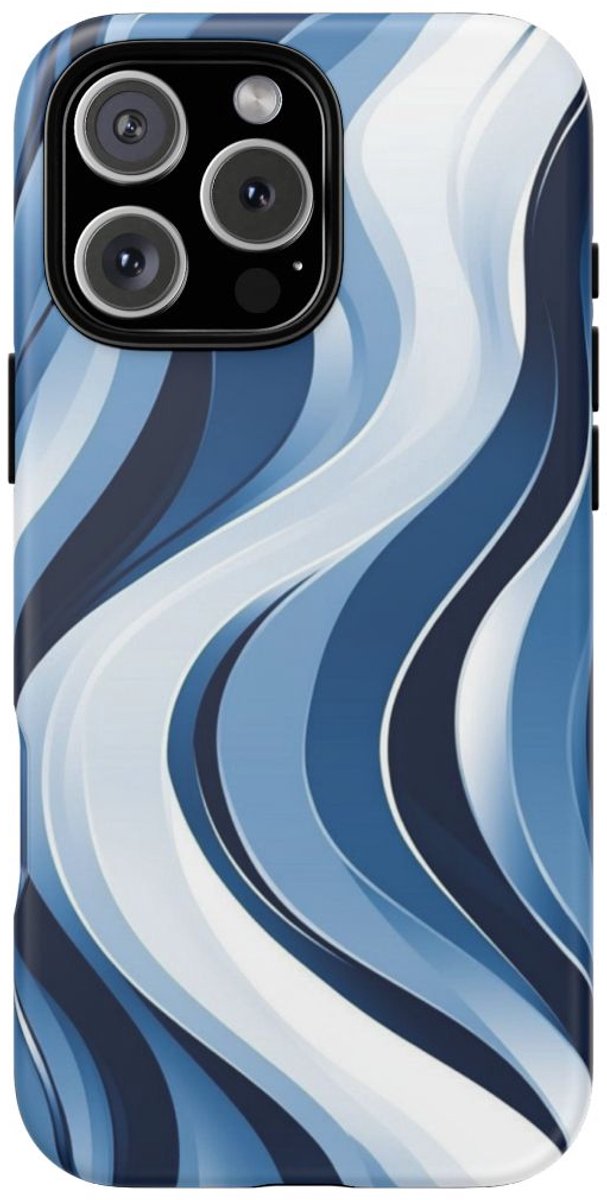 Moderne Blauwe Golven – Telefoonhoesje Geschikt voor iPhone 16 Pro Max