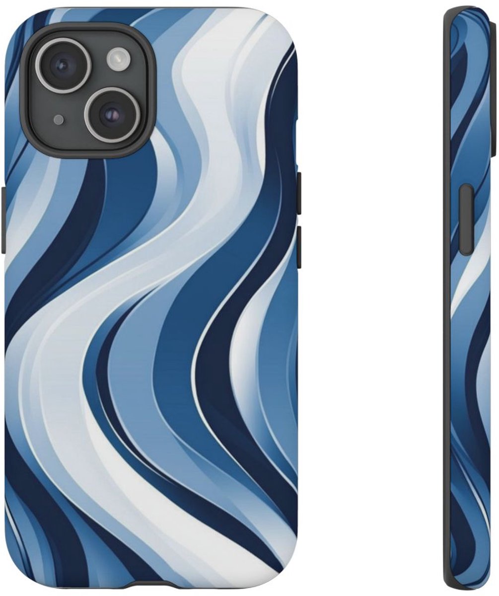 Moderne Blauwe Golven – Telefoonhoesje Geschikt voor iPhone 15