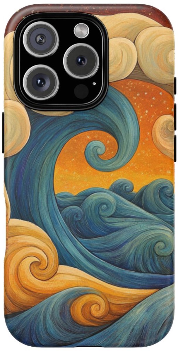 Spiraalvormige Golven Illustratie – Telefoonhoesje Geschikt voor iPhone 16 Pro