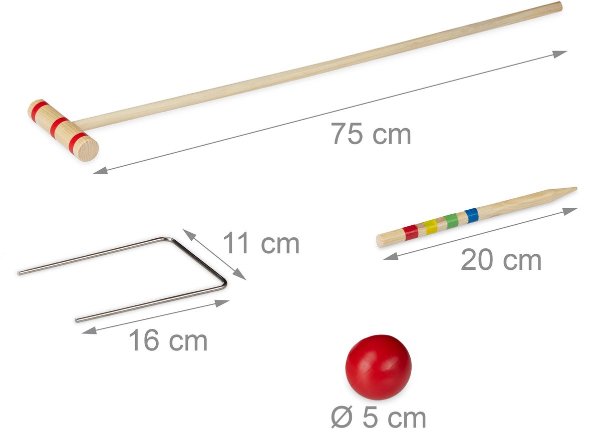 Relaxdays croquet spel - set - hout - buitenspel - kinderen - poortjes Relaxdays croquet spel - set - hout - buitenspel - kinderen - poortjes