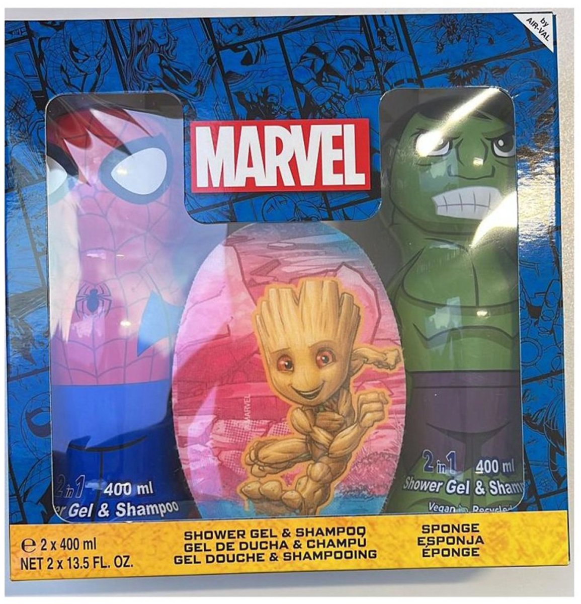 Marvel - Spider-Man & Hulk Cadeauset - Gel & Shampoo 400 ml + Grote Spons