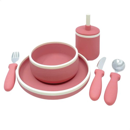 Smikkels - Siliconen kinder dinerset - Eetset baby - Servies - Serviesset - Kinderbestek - Veilig Kinderservies - Duurzaam - Baby - Peuter - Kleuter - Blauw van Smikkels — afbeelding 4