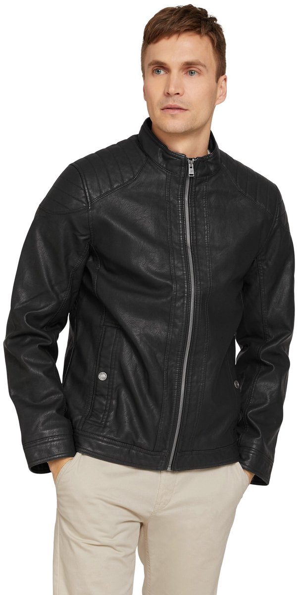 Tom Tailor - Bikerjack van kunstleer - Maat S - Black