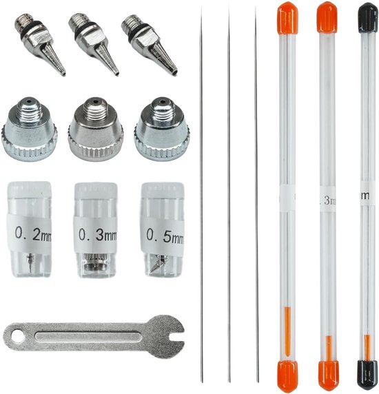 QWORK® Airbrush-mondstukken, mondstukdoppen en naald