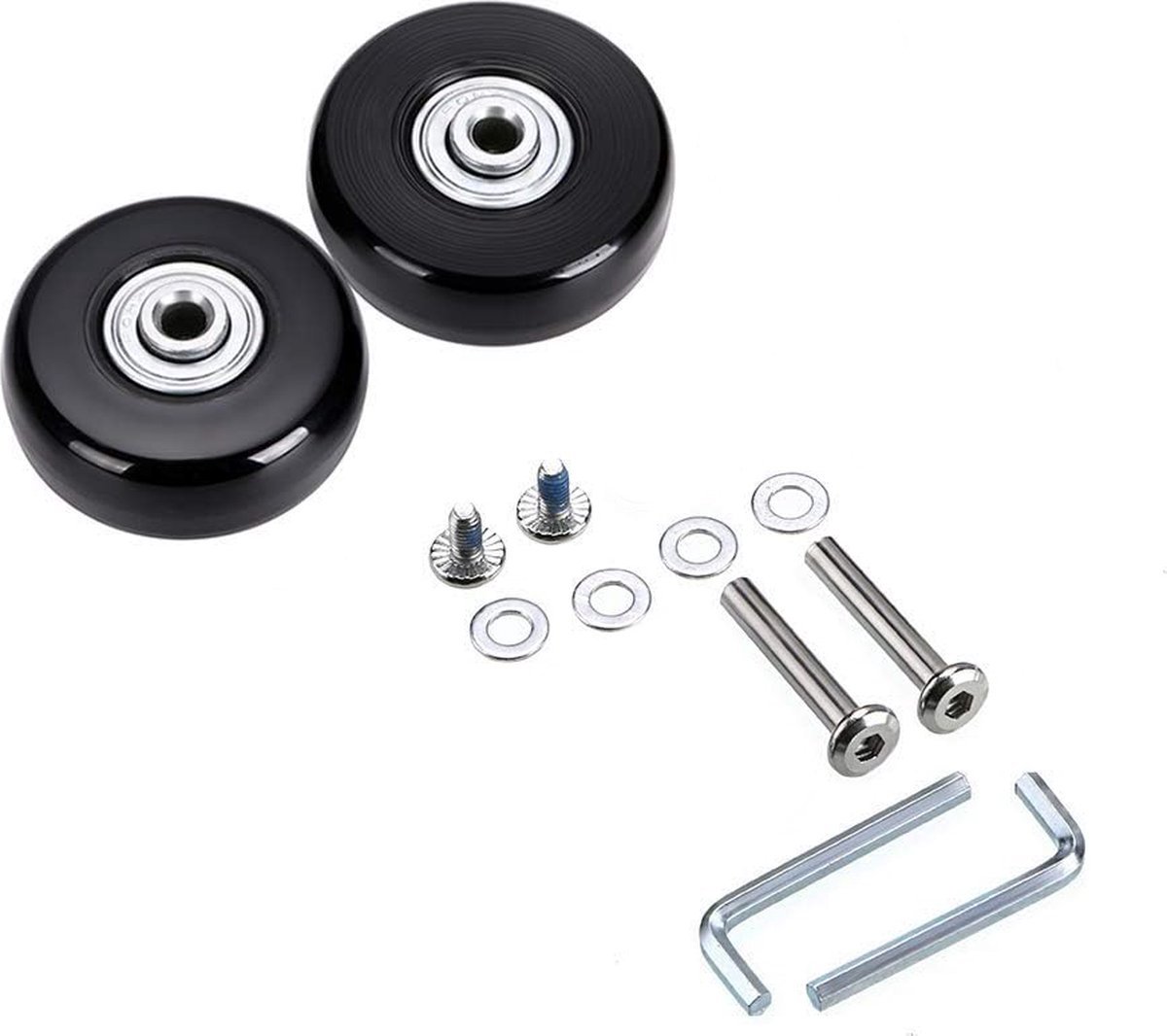 Bagagewielen - vervangingswielen - rubberen wielen - stil - lagers - reparatieset - 50mm x 18mm - reservewielen - zwenkwielen - met schroeven - wielen - zwenkwielen - vervangingsset voor bagagewielen - 2 stuks