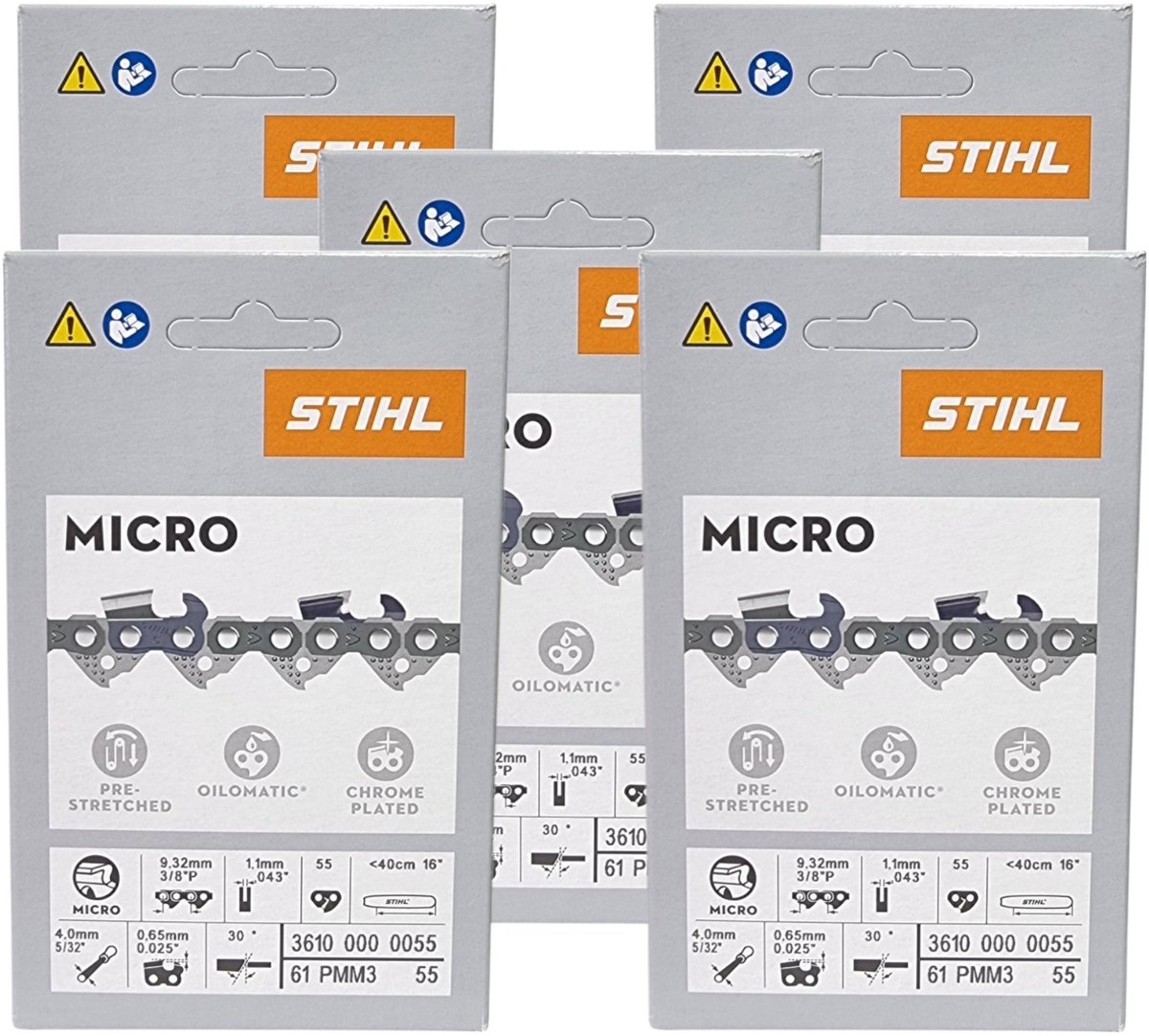 STIHL Picco Micro Mini 3 zaagketting 40 cm 3/8" P 1,1 mm 55 TG 5 stuks ( 5x 36100000055 )