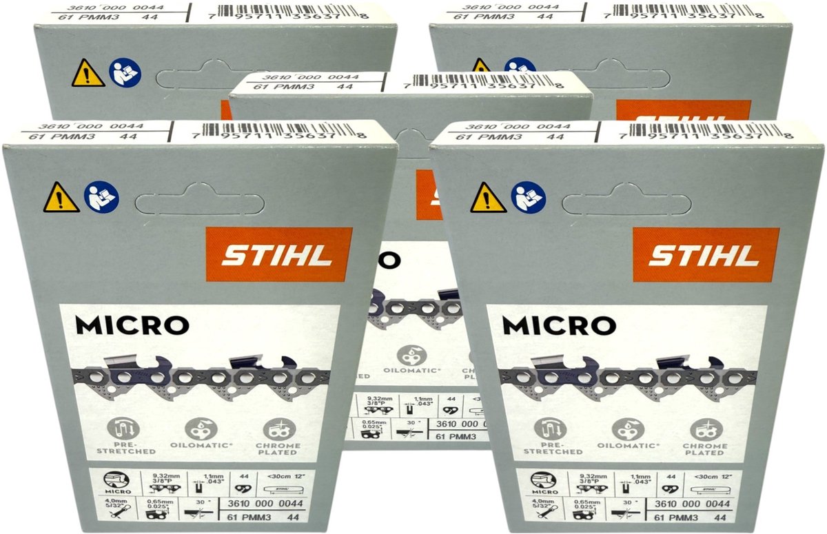 STIHL Picco Micro Mini 3 zaagketting 30 cm 3/8" P 1,1 mm 44 TG 5 stuks ( 5x 36100000044 )