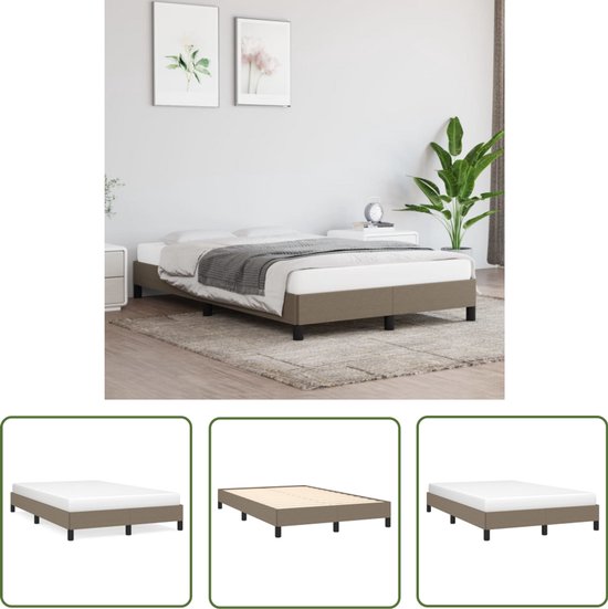 vidaXL Lit double - Cadre de lit - Cadre de lit sans matelas 120 x 190 cm Tissu Taupe - Sommier tapissier - Lit en Tissus
