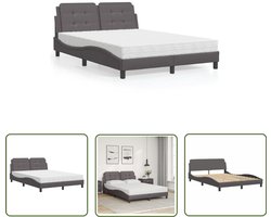 vidaXL Kunstleder Bed - Slaapcomfort - Bedframe zonder matras Zadar kunstleer grijs 120x200 cm - Boxspring Bed - Tweepersoonsbed - King Size Bed