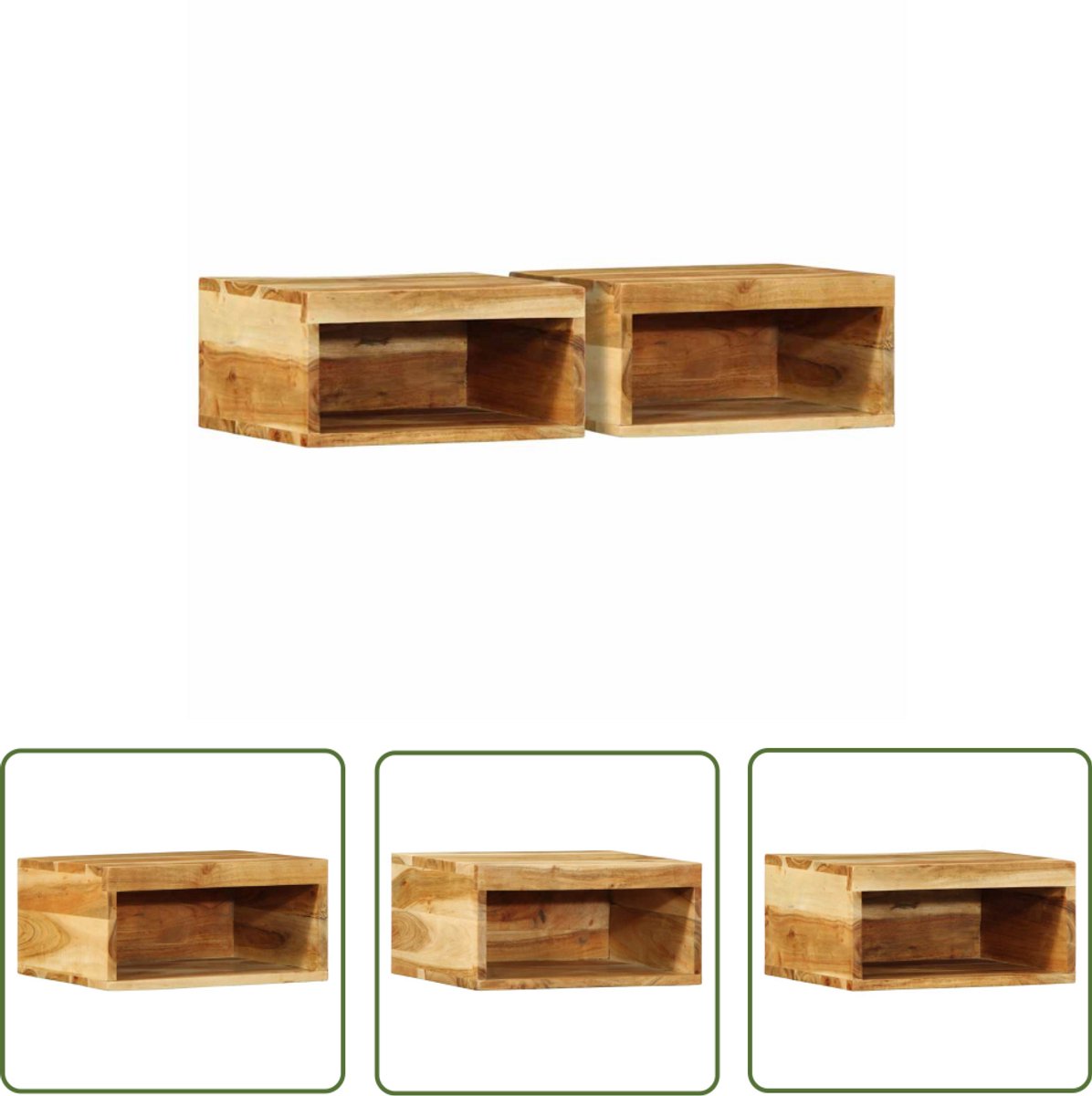 vidaXL Tv Meubel - Tv Kast - Tv-wandmeubelen 2 st massief acaciahout - Wandmontage - Massief Hout - Acacia