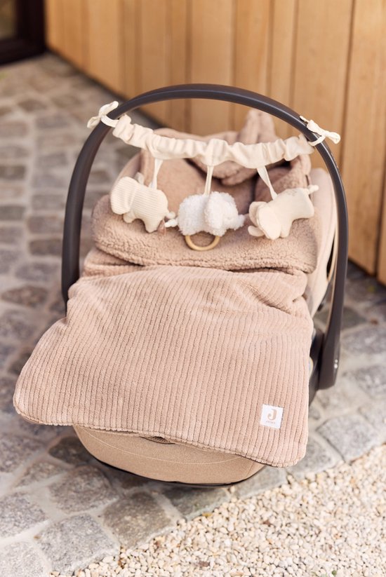 Jollein Voetenzak voor Autostoel & Kinderwagen - Cloudy Rib - Katoen - 42x82cm - Milky Coffee — afbeelding 4