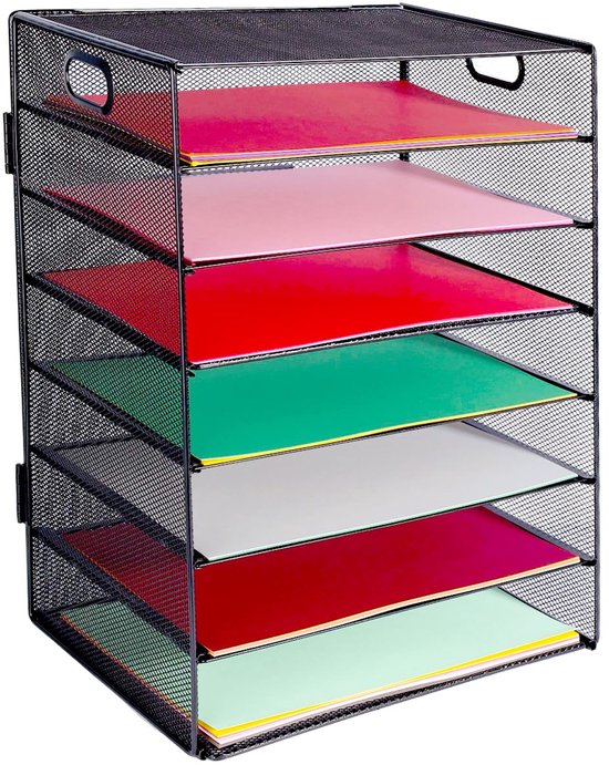 3 Tier Office Desk A4 Papier Brief Organizer Lade met Handvat, Mesh