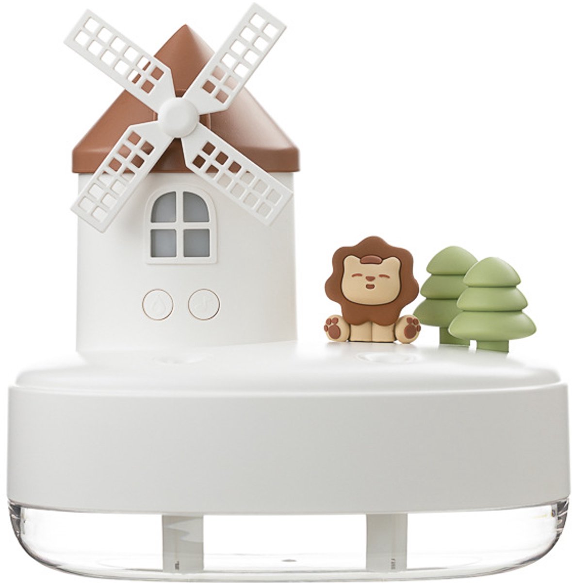 Windmolen Muziekdoos Luchtbevochtiger USB Leuke Mini Huisdier Dubbele Spray - Wit